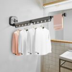 3-SOGA 93.2cm Wall-Mounted Clothing Dry Rack Retractable Space-Saving Foldable Hanger