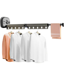 1-SOGA 93.2cm Wall-Mounted Clothing Dry Rack Retractable Space-Saving Foldable Hanger