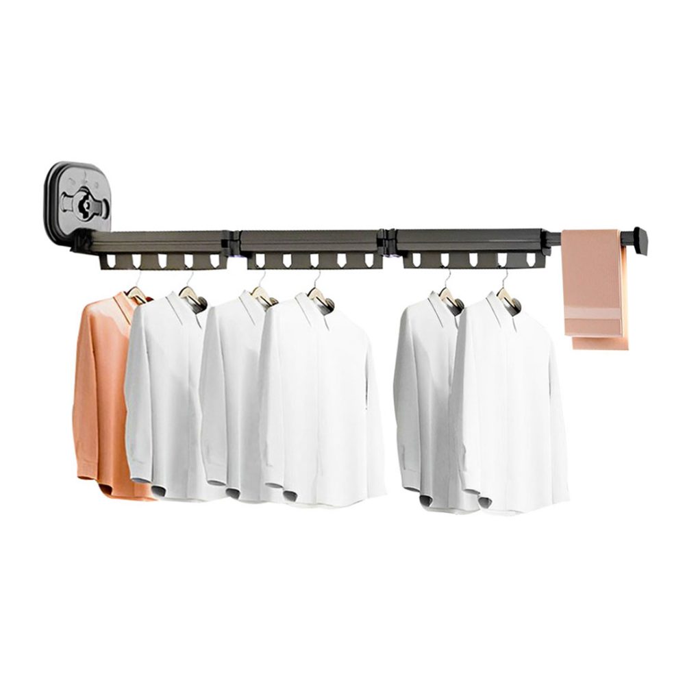 1-SOGA 127.5cm Wall-Mounted Clothing Dry Rack Retractable Space-Saving Foldable Hanger