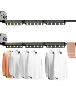 1-SOGA 2X 127.5cm Wall-Mounted Clothing Dry Rack Retractable Space-Saving Foldable Hanger