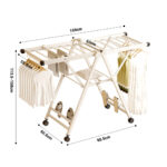 2-SOGA 140cm Portable Wing Shape Clothes Drying Rack Foldable Space-Saving Laundry Holder