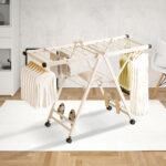 6-SOGA 140cm Portable Wing Shape Clothes Drying Rack Foldable Space-Saving Laundry Holder