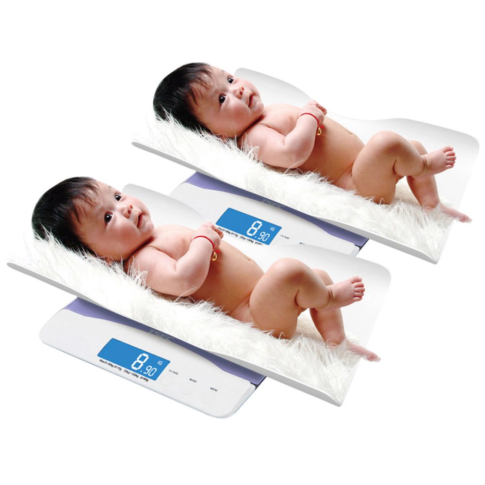 1-SOGA 2X 100kg Digital Baby Scales Electronic LCD Display Paediatric Infant Weight Monitor