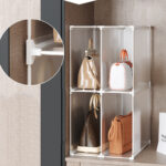 3-SOGA 2 Tier Multifunctional PP Plastic Bag Box Portable Cubby DIY Storage Shelves Stackable Handbag Purse Organiser