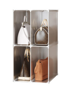 1-SOGA 2 Tier Multifunctional PP Plastic Bag Box Portable Cubby DIY Storage Shelves Stackable Handbag Purse Organiser