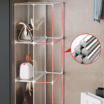 4-SOGA 2 Tier Multifunctional PP Plastic Bag Box Portable Cubby DIY Storage Shelves Stackable Handbag Purse Organiser