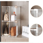 5-SOGA 2 Tier Multifunctional PP Plastic Bag Box Portable Cubby DIY Storage Shelves Stackable Handbag Purse Organiser