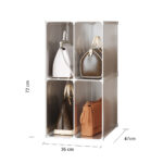 6-SOGA 2 Tier Multifunctional PP Plastic Bag Box Portable Cubby DIY Storage Shelves Stackable Handbag Purse Organiser