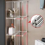 4-SOGA 2X 2 Tier Multifunctional PP Plastic Bag Box Portable Cubby DIY Storage Shelves Stackable Handbag Purse Organiser