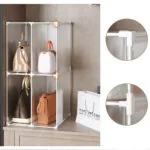 5-SOGA 2X 2 Tier Multifunctional PP Plastic Bag Box Portable Cubby DIY Storage Shelves Stackable Handbag Purse Organiser