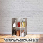2-SOGA 2X 2 Tier Multifunctional PP Plastic Bag Box Portable Cubby DIY Storage Shelves Stackable Handbag Purse Organiser