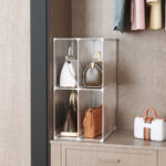 3-SOGA 2X 2 Tier Multifunctional PP Plastic Bag Box Portable Cubby DIY Storage Shelves Stackable Handbag Purse Organiser