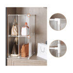 7-SOGA 2X 2 Tier Multifunctional PP Plastic Bag Box Portable Cubby DIY Storage Shelves Stackable Handbag Purse Organiser