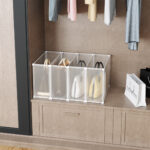 2-SOGA 1 Tier Multifunctional PP Plastic Bag Box Portable Cubby DIY Storage Shelves Stackable Handbag Purse Organiser