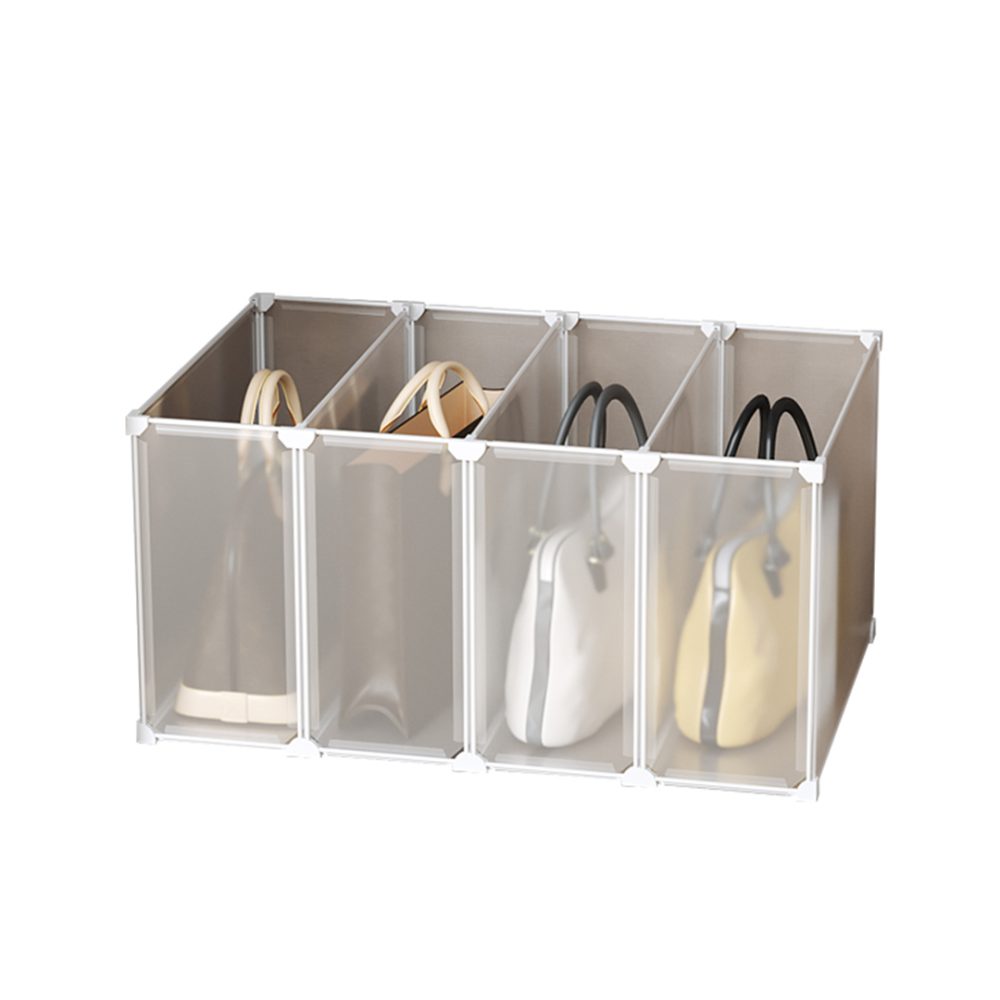 1-SOGA 1 Tier Multifunctional PP Plastic Bag Box Portable Cubby DIY Storage Shelves Stackable Handbag Purse Organiser