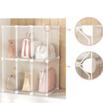 3-SOGA 1 Tier Multifunctional PP Plastic Bag Box Portable Cubby DIY Storage Shelves Stackable Handbag Purse Organiser