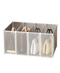 1-SOGA 1 Tier Multifunctional PP Plastic Bag Box Portable Cubby DIY Storage Shelves Stackable Handbag Purse Organiser