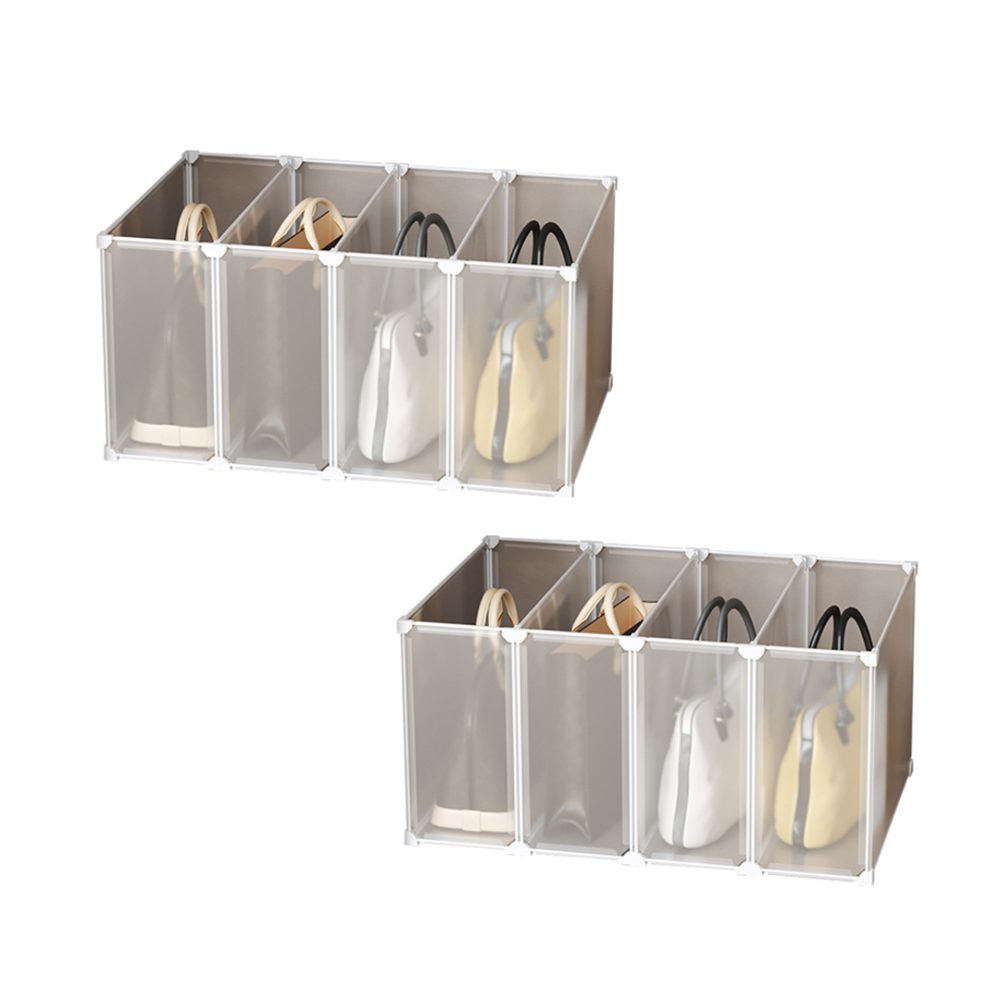 1-SOGA 2X 1 Tier Multifunctional PP Plastic Bag Box Portable Cubby DIY Storage Shelves Stackable Handbag Purse Organiser