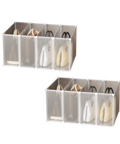 1-SOGA 2X 1 Tier Multifunctional PP Plastic Bag Box Portable Cubby DIY Storage Shelves Stackable Handbag Purse Organiser