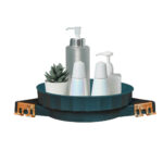 1-SOGA Green 360 Degree Wall-Mounted Rotating Bathroom Organiser Corner Vanity Rack Toilet Adhesive Storage Shelf