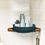 3-SOGA Green 360 Degree Wall-Mounted Rotating Bathroom Organiser Corner Vanity Rack Toilet Adhesive Storage Shelf