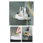 8-SOGA 2X White 360 Degree Wall-Mounted Rotating Bathroom Organiser Corner Vanity Rack Toilet Adhesive Storage Shelf