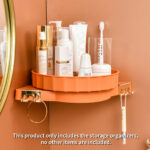 2-SOGA Orange 360 Degree Wall-Mounted Rotating Bathroom Organiser Corner Vanity Rack Toilet Adhesive Storage Shelf