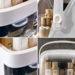 5-SOGA 2 Tier White Countertop Makeup Cosmetic Storage Organiser Skincare Holder Jewelry Storage Box with Handle