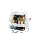 2-SOGA 2X 2 Tier White Countertop Makeup Cosmetic Storage Organiser Skincare Holder Jewelry Storage Box with Handle