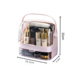 2-SOGA 2X 2 Tier Pink Countertop Makeup Cosmetic Storage Organiser Skincare Holder Jewelry Storage Box with Handle