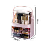 2-SOGA 3 Tier Pink Countertop Makeup Cosmetic Storage Organiser Skincare Holder Jewelry Storage Box with Handle