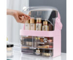 5-SOGA 2X 3 Tier Pink Countertop Makeup Cosmetic Storage Organiser Skincare Holder Jewelry Storage Box with Handle
