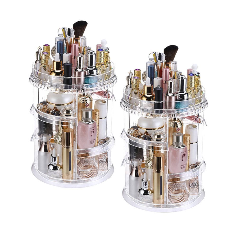1-SOGA 2X 360 Degree Rotating Makeup Organiser Cosmetics Holder Display Stand Skincare Home Decor