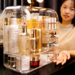2-SOGA Transparent Cosmetic Storage Box Clear Makeup Skincare Holder with Lid Drawers Waterproof  Dustproof Organiser