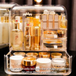 4-SOGA Transparent Cosmetic Storage Box Clear Makeup Skincare Holder with Lid Drawers Waterproof  Dustproof Organiser