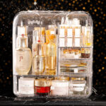5-SOGA Transparent Cosmetic Storage Box Clear Makeup Skincare Holder with Lid Drawers Waterproof  Dustproof Organiser