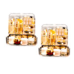 1-SOGA 2X Transparent Cosmetic Storage Box Clear Makeup Skincare Holder with Lid Drawers Waterproof  Dustproof Organiser