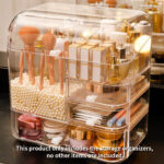 2-SOGA Transparent Cosmetic Storage Box Clear Makeup Skincare Holder with Lid Drawers Waterproof  Dustproof Organiser with Pearls