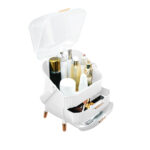 1-SOGA 29cm White Countertop Makeup Cosmetic Storage Organiser Skincare Holder Jewelry Storage Box with Handle