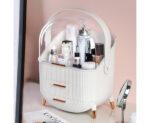 2-SOGA 2X 29cm White Countertop Makeup Cosmetic Storage Organiser Skincare Holder Jewelry Storage Box with Handle