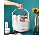 4-SOGA 2X 29cm White Countertop Makeup Cosmetic Storage Organiser Skincare Holder Jewelry Storage Box with Handle