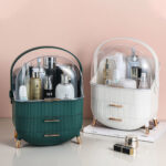 6-SOGA Green Cosmetic Jewelry Storage Organiser Set Makeup Brush Lipstick Skincare Holder Jewelry Storage Box with Handle