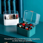 7-SOGA Green Cosmetic Jewelry Storage Organiser Set Makeup Brush Lipstick Skincare Holder Jewelry Storage Box with Handle