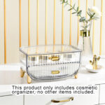 2-SOGA 2X 2 Tier Transparent Multifunctional Countertop Cosmetic Storage Makeup Skincare Holder Jewelry Cabinet Bathroom Desk Drawer Vanity Organiser
