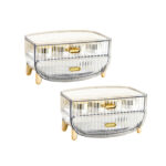 1-SOGA 2X 2 Tier Transparent Multifunctional Countertop Cosmetic Storage Makeup Skincare Holder Jewelry Cabinet Bathroom Desk Drawer Vanity Organiser