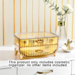 2-SOGA 2X 2 Tier Golden Yellow Multifunctional Countertop Cosmetic Storage Makeup Skincare Holder Jewelry Cabinet Bathroom Desk Drawer Vanity Organiser