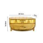 6-SOGA 2X 2 Tier Golden Yellow Multifunctional Countertop Cosmetic Storage Makeup Skincare Holder Jewelry Cabinet Bathroom Desk Drawer Vanity Organiser