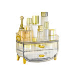 1-SOGA 3 Tier Transparent Multifunctional Countertop Cosmetic Storage Makeup Skincare Holder Jewelry Cabinet Bathroom Desk Drawer Vanity Organiser