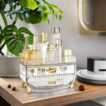 3-SOGA 3 Tier Transparent Multifunctional Countertop Cosmetic Storage Makeup Skincare Holder Jewelry Cabinet Bathroom Desk Drawer Vanity Organiser