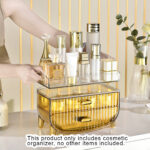 2-SOGA 3 Tier Golden Yellow Multifunctional Countertop Cosmetic Storage Makeup Skincare Holder Jewelry Cabinet Bathroom Desk Drawer Vanity Organiser